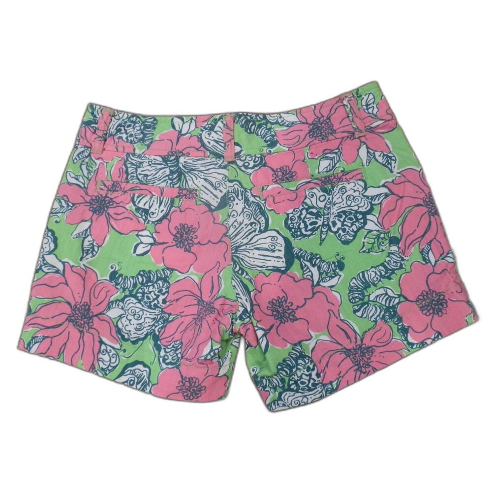Lilly Pulitzer Women's Pink and Green Floral Shorts Size 00 - Picture 2 of 3